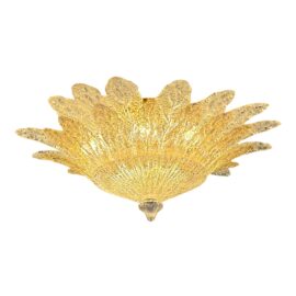 Italian Murano Petal Amber Flush Mount Pendant
