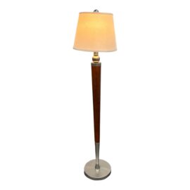 Post Modern Cherry Wood + Nickel Plate Floor Lamp
