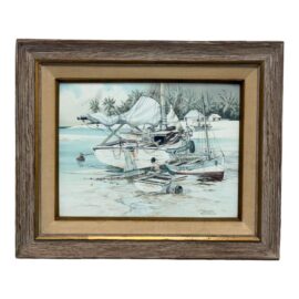 Frank Hamilton "Mending the Nets" in Nassau, Bahamas Artwork, Signed + Framed