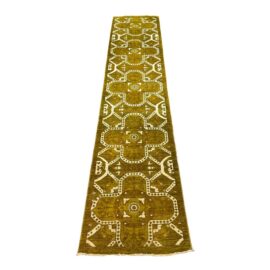 Late 20th Century Chartreuse Pakistani Runner Rug - 2ft 4in X 9ft 7in. Original Price: $1,000