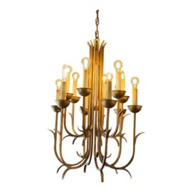 Murray Iron Works Gold Leaf Avril 12 Light Chandelier. Original Price: $10,200