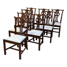 Circa 1978 Hickory Chair Chippendales Dining Chairs, Set of Eight