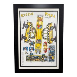 Circa 1986 Red Grooms "Ruckus Taxi" Framed 3d Lithograph Sculpture, Framed