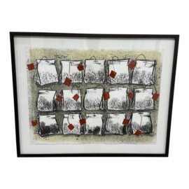 Original Artwork of Teabags Signed by Artist, Framed