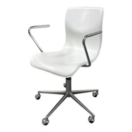 C B2 White Leather Bubble Office Chair. Original Price: $210