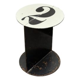John Beck Steel Distressed Graphic Black + White Metal Side Table