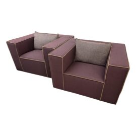 In the Style of Mario Bellini Customized Club Chairs, Pair. Original Price: $5,700