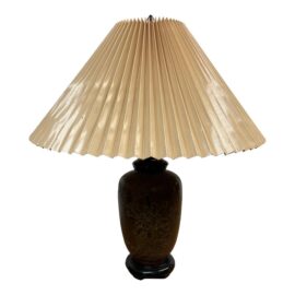 Antique Japanese Meiji Period Bas Relief Bronze Table Lamp