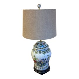 Chinoiserie Famille Rose Porcelain Temple Jar Table Lamp
