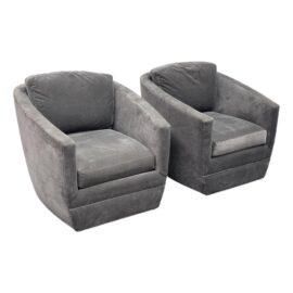 Room & Board Gray Swivel Chairs, Pair. Original Price: $2,600