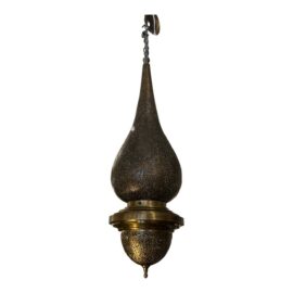 Moroccan Etched Brass Ceiling Pendant With Copper Finish