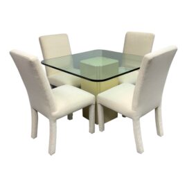Post Modern Vogue Interiors Game Table + Four Dining Chairs, Set