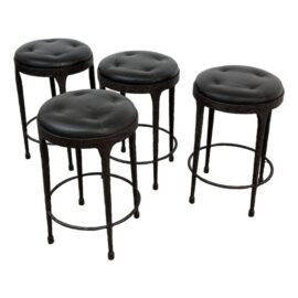 Gregorious Pineo Elgin Round Hammered Iron Counter Stools, Set of Four. Original Price: $12,000