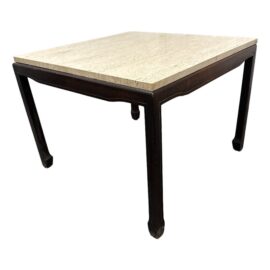 Mid 20th Century Ming Style Side Table With Travertine Top