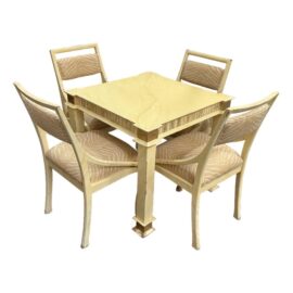 Mid 20th Century Palm Beach Style Table + Four Chairs, Set