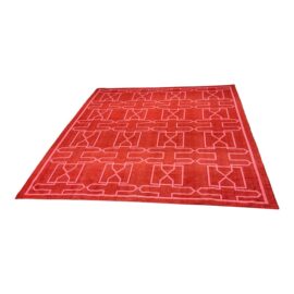 8ft 6in X 9ft 8in Raspberry Red With Pink Trellis Flatweave Rug