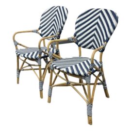 Serena & Lily Chevron Riviera Bistro Chairs, Pair. Original Price: $660