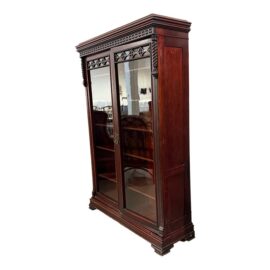 Antique Victorian/Eastlake Mahogany Bookshelf With Glass Doors