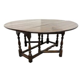 Antique Round English Gate-Leg Drop-Leaf Table