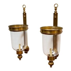 Chapman & Myers for Visual Comfort Georgian Hurricane Wall Sconces, Pair. Original Price: $3,000