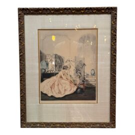 Art Deco Illustration of Women Playing With Child, Signed + Numbered