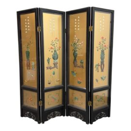 Vintage Soapstone Raised Room Divider Screen
