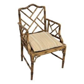 Chinese Chippendale Faux Bamboo Arm Chair.