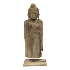 Carved Wooden Buddhist Monk Statue