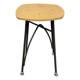 Mid 20th Century Wrought Iron + Wood Stool