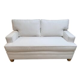 Sunrise Home + Hickory Chair Company White Velvet Loveseat. Original Price: $4,000