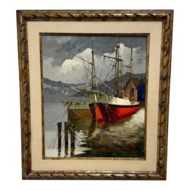 Nidia d'Allesandro "Harbor Scene" Original Oil Painting