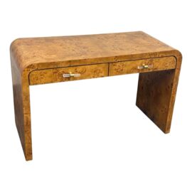 Worlds Away Petra Dark Burl Wood Waterfall Desk. Original Price: $3,220