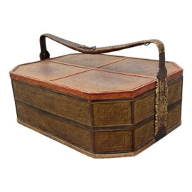 Antique Chinese Large Wedding Basket Coffee Table