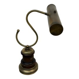 Vintage Brass + Wood Gooseneck Library Desk Lamp