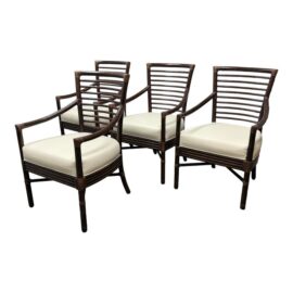 Circa 2003 Orlando Diza of McGuire Four Rattan Host Side Chairs, Set of Four. Original Price: $6,300