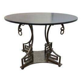Circa 2004 Directorie Round Iron + Marble Top Table. Original Price: $8,446