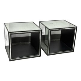 Restoration Hardware Strand Mirrored Cube Side Tables, Pair. Original Price: $900