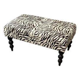 Custom Zebra Print Hide Rectangular Ottoman