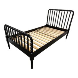 Twin Size Jenny Lind for Crate & Barrel Black Wood Spindle Bed Frame. Original Price: $700