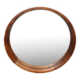 Cb2 Acacia Wood Round Wall Mirror. Original Price: $350