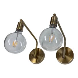 Amara Brushed Brass Wall Sconces, Pair