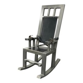 Circa 1990's Steel + Leather Strap Rocking Chair