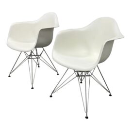 Charles & Ray Eames for Herman Miller Molded Plastic Arm Chairs, Pair. Original Price: $1,200