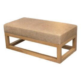 Custom Leather + Wood Custom Ottoman