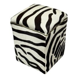 Custom Design Zebra Hair on Hide Print Ottoman