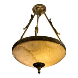 Vintage Custom Alabaster Semi Flush Mount Pendant