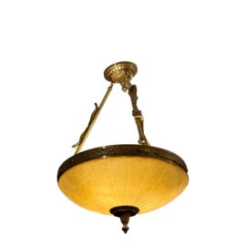 Vintage Custom Alabaster Semi Flush Mount Pendant