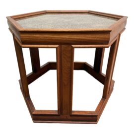 John Keal for Brown Saltman Hexagon Walnut Side Table