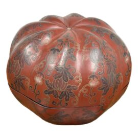 Chaubon Antiques Chinese Red Lacquer Gourd Shaped Box