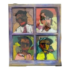 Chris Duke Art Hand Painted Portraits on Window Panes, Original